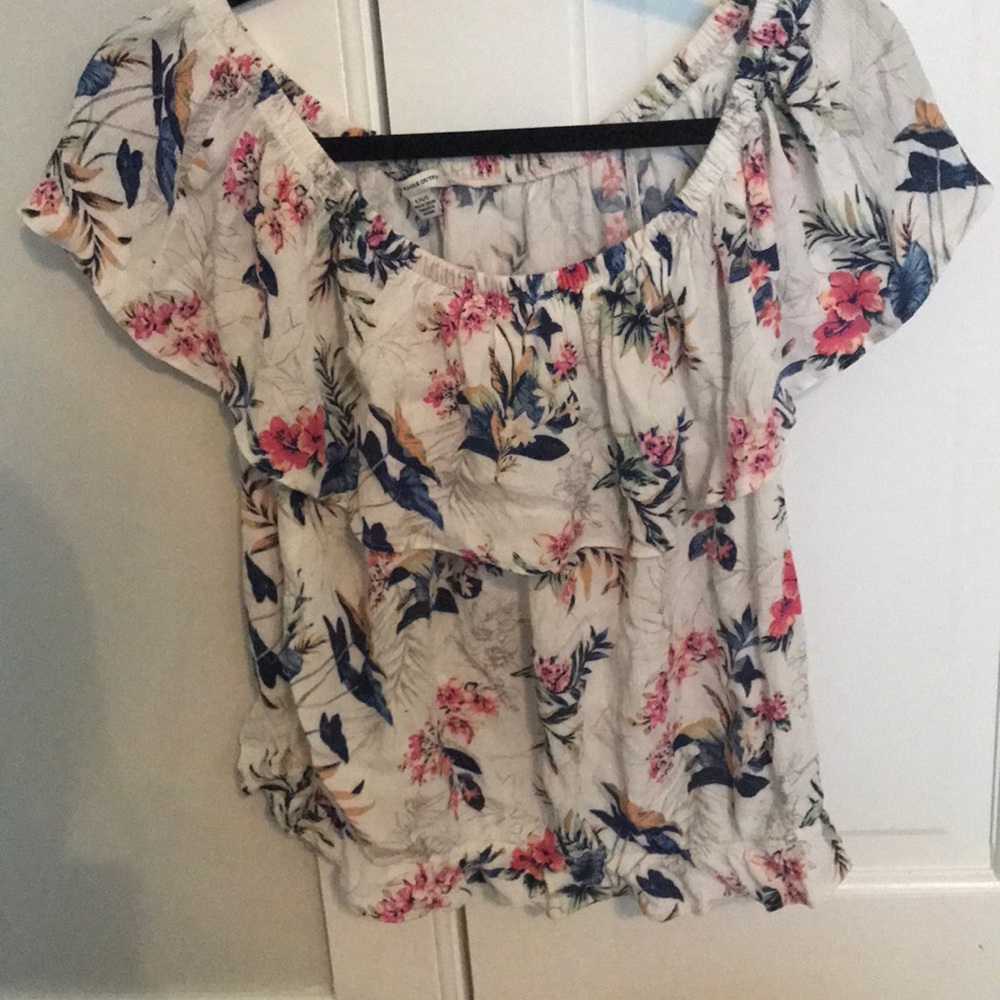 Floral American Eagle Off the Shoulder crop top
